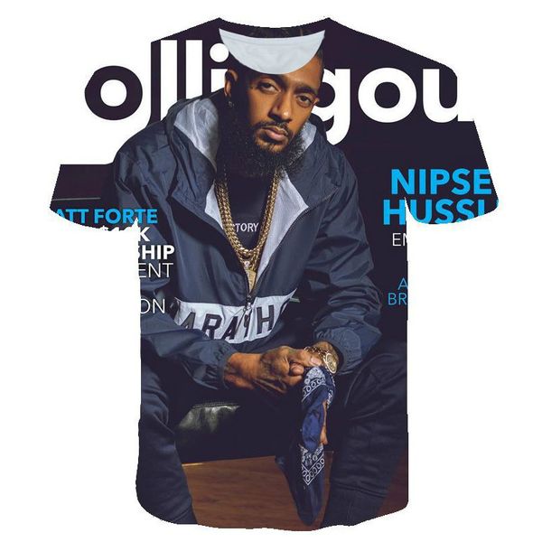 

2019nipsey hussle summer mens tshirts 4d digital printed short sleeved rapper male o-neck tshirts teenagers clothes bj0608, White;black