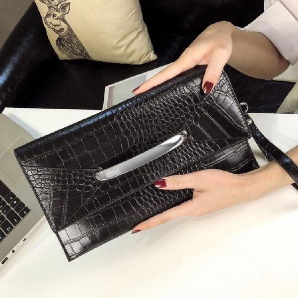 

fashion leather day clutch one chain shoulder cross-body bag small crocodile pattern clutch evening bags ing