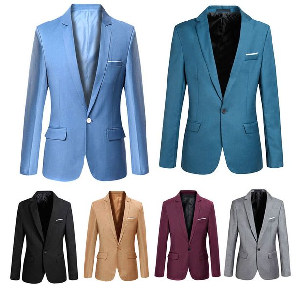 

newly spring autumn men blazer long sleeve solid color slim casual thin suit jacket plus size m99, White;black