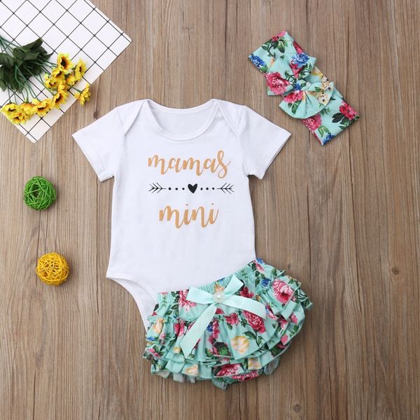 

0-24 months 3pcs cute newborn baby girls clothing set romper floral tutu shorts outfits set clothes