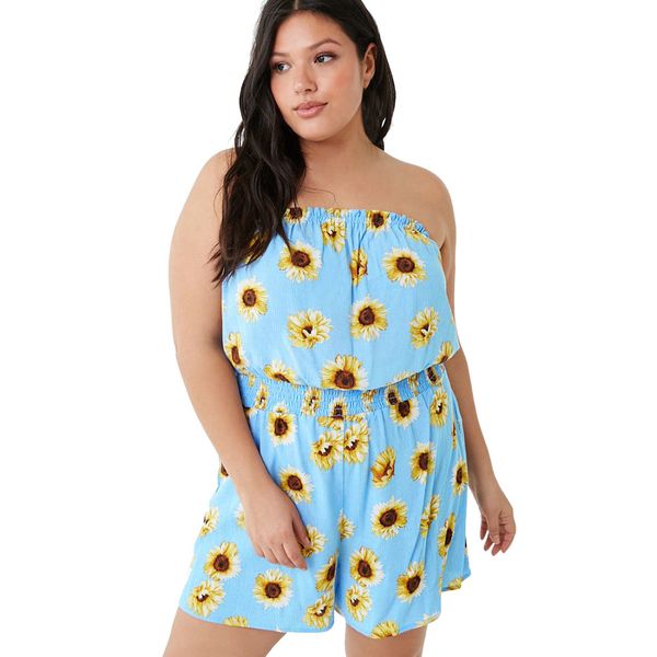 

floral print green large slash neck off shoulder tube omen plus size casual bohemian jumpsuit summer lady clothing playsuit, Black;white