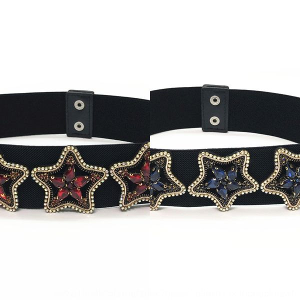 

five-star color band dress elastic band bright diamond female personalized elastic belt belt simple dress crystal waist decoration, Black;brown
