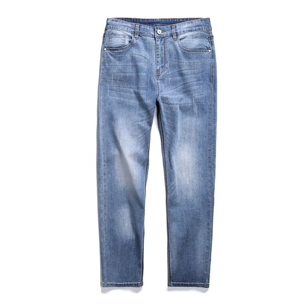 

2020 brand jeans new men's stretch jeans men elastic cotton pants slim fit denim trousers men's brand fashion wear 8 colors, Blue