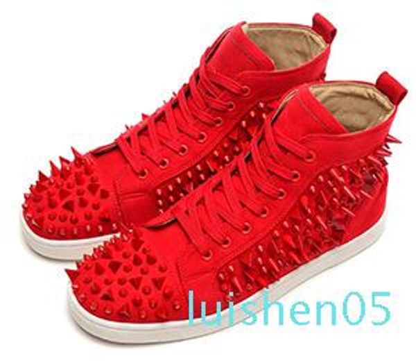 

fashion designer brand studded spikes flats shoes red bottom shoes for men and women party lovers genuine leather sneakers al05, Black