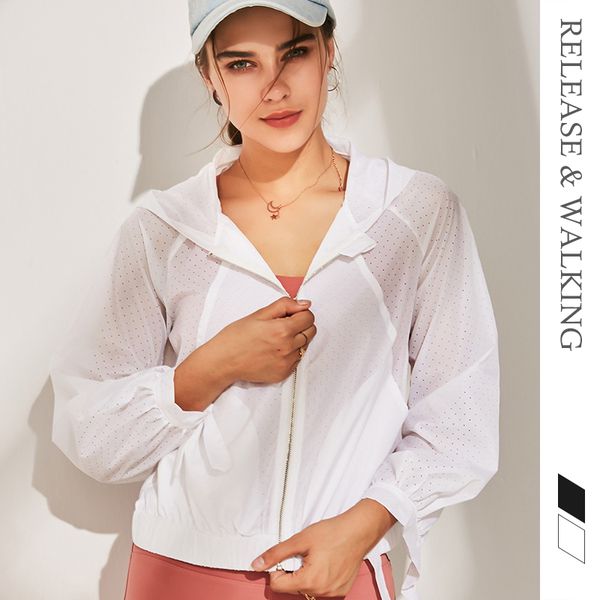 

running jackets r&w outdoor sunscreen thin section breathable mesh designnight fitness jacket women sport gym exercise clothes training, Black;red