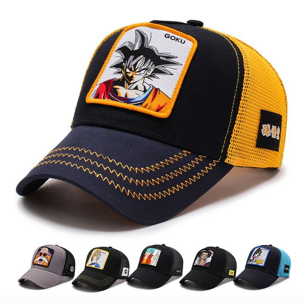 

cartoon embroidery baseball caps women men summer breathable mesh sun baseball hats streetwear adjustable bone, Black;white