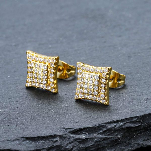

Дизайнерские серьги Luxury Brand Ювелирные изделия Мужские серьги Личность Хип-хоп Серьги-гвоздики Позолоченные медные серьги из циркона