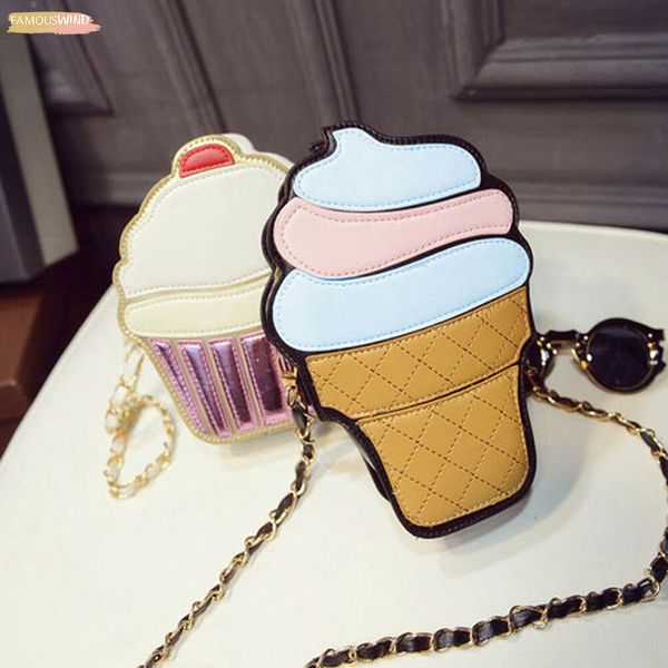 

2020 new cute cartoon women ice cupcake mini bags pu leather small clutch crossbody girl shoulder messenger bag