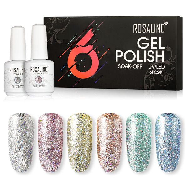 

6шт kit 15ml лак для ногтей для ногтей художественная роспись расширение uv led гель лак для ногтей радуга платиновый гель яркий rhtc6-13, Red;pink