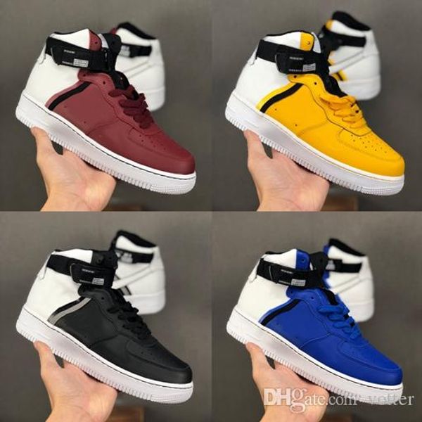 

2019 new designer forced one mid cut 1 07 le skateboard shoes mens women running shoes yellow blue sport sneakers dunk des chaussures