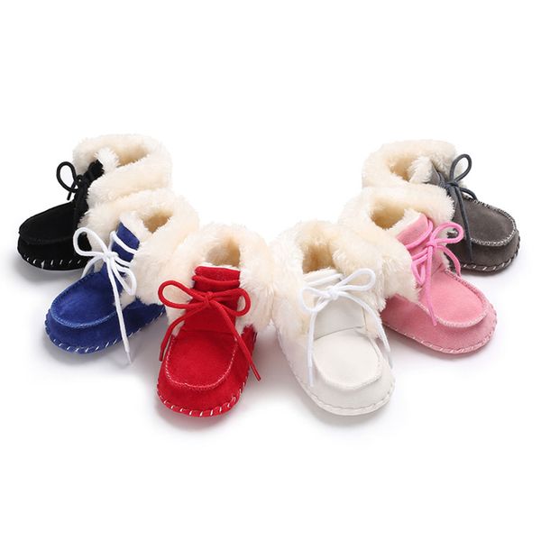 

new new infant toddler baby boy girl soft sole crib newborn non-slip padded shoes sneaker winter warm solid boots 0-18 months, Black;grey