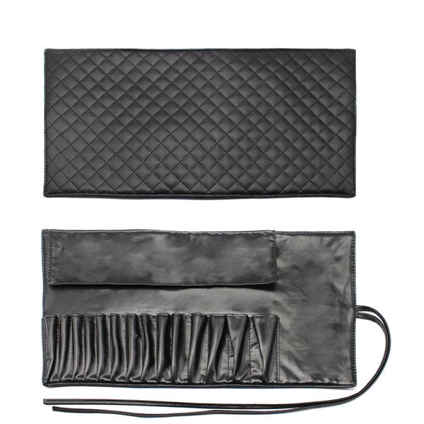 

black double-layer pu thickened brush bag 14pcs makeup brushes storage cosmetic bags ing