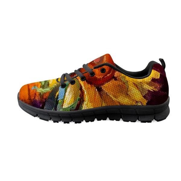 

whereisart sunflower sneaker paint women's sneakers mesh shoes for woman flats shoes fashion tenis feminino dropshipping custom, Black