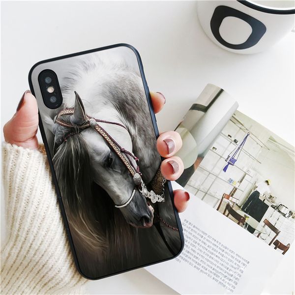 

coque luxury white horse portrait cover for iphone 11 pro xs max xr case for iphone 8 7 6s plus 5s se case soft silicone cover