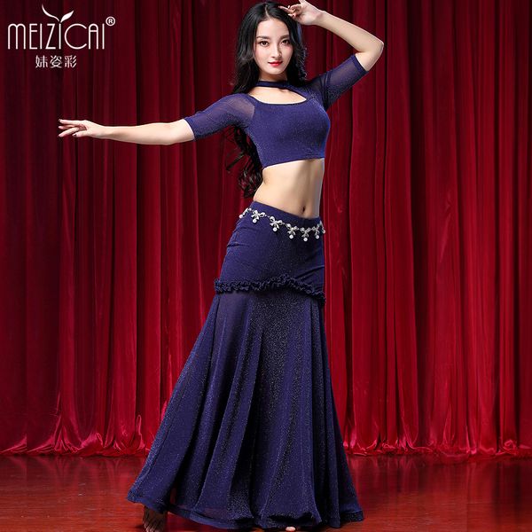 

lady belly dancing dress female belly dance costumes skirt practice dress female silver costume suit d-0720, Black;red