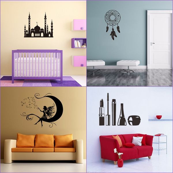 

black fashion decorative painting sticker removable pvc wall stickers home art mural for living room bedroom tv wall decoration