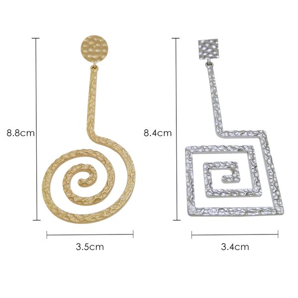 

exaggerated atmospheric irregular female geometry openwork asymmetrical long paragraph texture earrings ear jewelry j190628, Golden