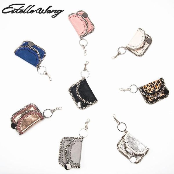 

estelle wang pvc leather lightweight organizers bag parts accessories mini multi-function coin zero purse key chain for handbags, Black