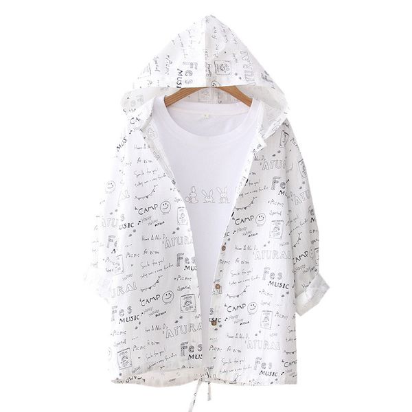 

женская тонкий пальто 2020 весна осень короткая куртка с капюшоном письмо cartoon куртки с длинными рукавами женщин лето защита от солнца од, Black;brown