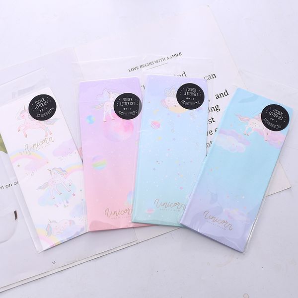 

5pcs/lot unicorn envelope set letter paper envelope for invitation ordinary writing paper cute stationary greeting gift