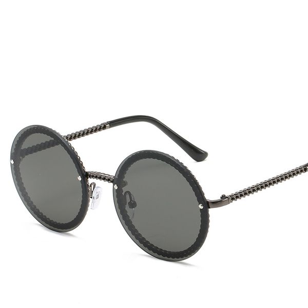 

vintage rimless round sunglasses for women chain shape small sunglasses female sun glasses eyewear uv400, White;black