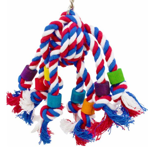 

1x bird parrot toy with soft rope cockatiel playing chewing bite hanging cage swing climb chew toys