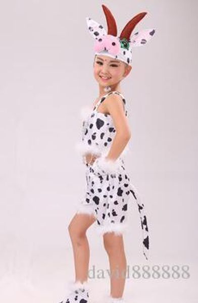 

2019 новые дети в стиле косплей малый корова животных выполняют блестки одежды девушки танец сиамские одежды короткий параграф, Black