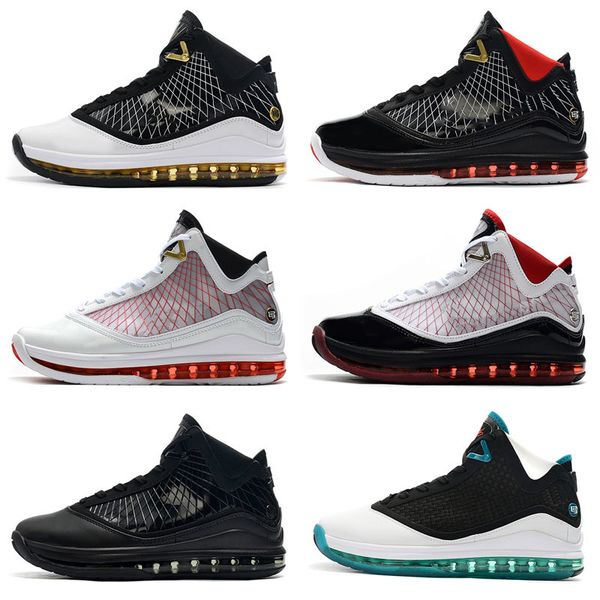 

2020 new cushion lebrons 7 kids basketball shoes fresh bred king equalit lightyear lebron sneaker 7s sports trainers, Black