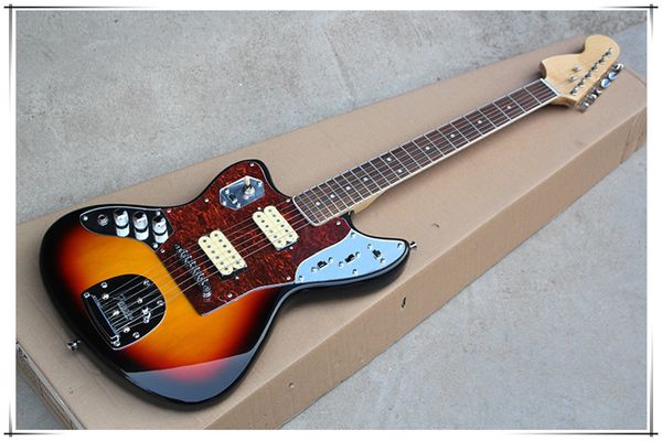 

left-handed red tortoiseshell pickguard sunset body electric guitar with chrome hardware,rosewood fingerboard,can be customized