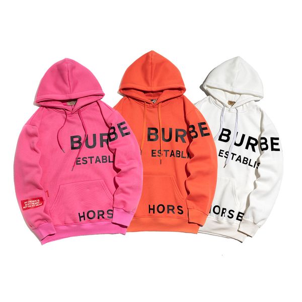 

burberri designer luxury mens hoodie tide brand fine sweatshirt fine alphanumeric print pink orange white womens couple wild hoodie new, White;black