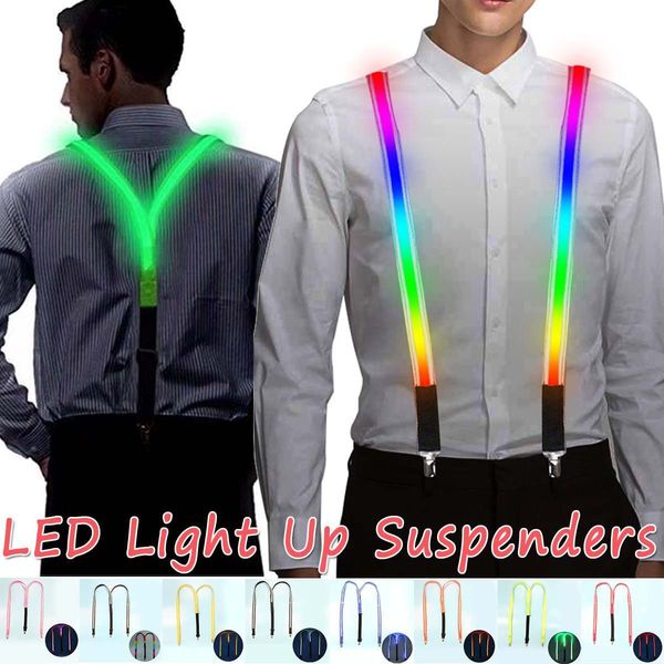 

1pcs printed led suspenders men 3 clips-on braces vintage style mens suspender for trousers husband male for skirt for party t200602, Black;white