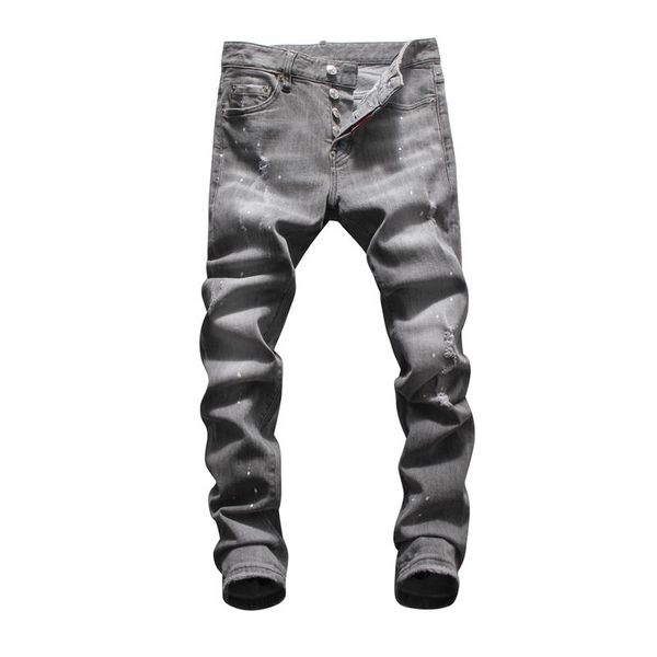 

мода новые мужские джинсы байкер горячей продажи колен рваные джинсы slim fit motorcycle biker denim хип-хоп мужские брюки, Blue