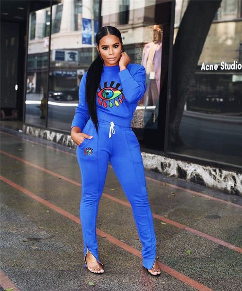 

2pcs pants womens casual eyes lip suits fashion panelled slim jumpsuit with zipper printed designer womens, White