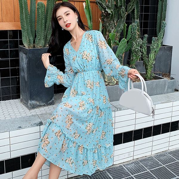 

женские платья до пят ropa mujer цветочные печати богемский вадим v-образным вырезом длинным рукавом платье fit и flare vestidos de festa j0, Black;pink