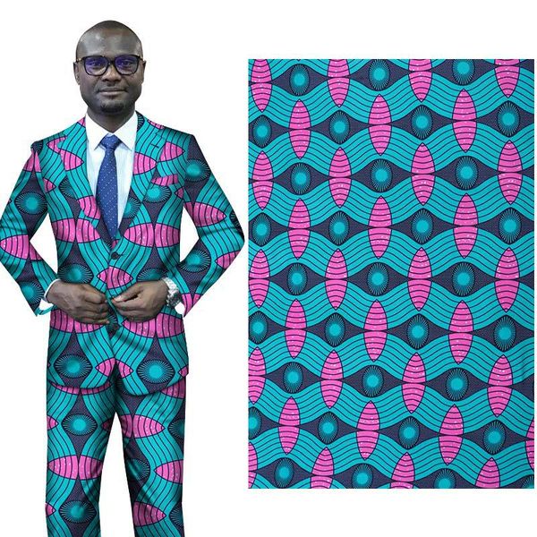 Tessuto per abiti caldi Tessuto in poliestere largo 112-114 cm per pantaloni eleganti Panno con stampa batik geometrica africana per il commercio all'ingrosso