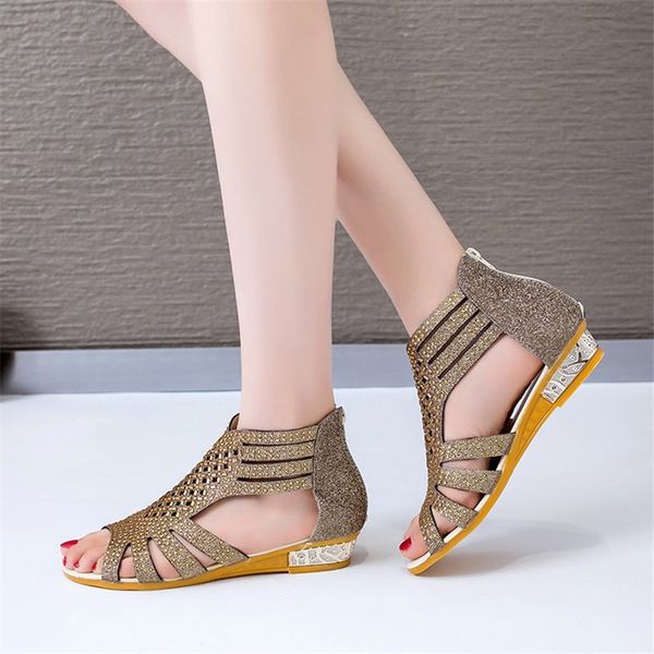 

ariari spring women sandals gladiator low heel casual open toe wedges platform height increasing ladies shoes zapatos de mujer, Black