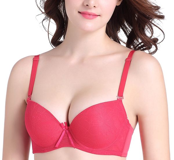 

Plus Size Push Up Ultra Thin Sexy Lace Coverage Flower Adjustable Bras Intimates Bowknot Seamless Women Underwire Underwear