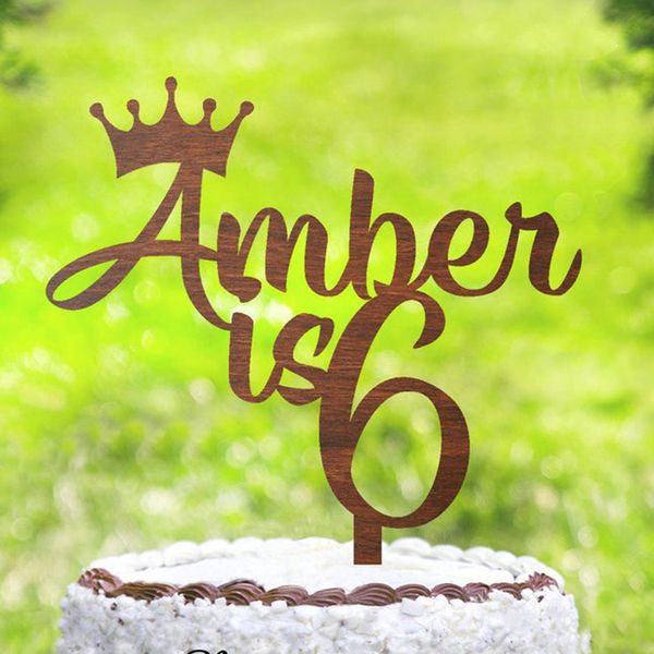 

personalised birthday cake er, name & age crown cake er, birthday decoration, custom name age er