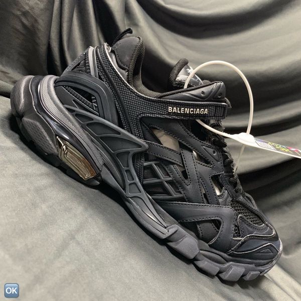 

fast delivery original fashion luxury platform men and women shoes wild vintage track3.0 breathable mesh casual sneakers 08, Black