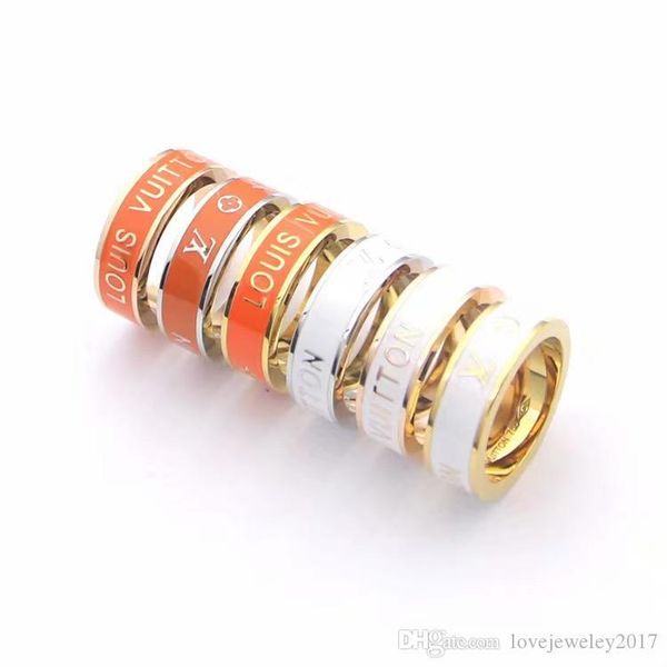 

luxury designer jewelry women rings balck orange flowers couple rings titanium steel silver rose gold 18k gold engagement rings for men