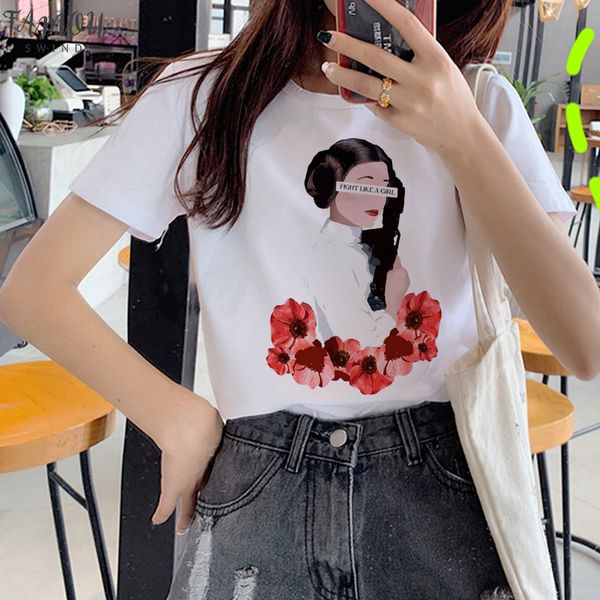 

feminist harajuku ullzang t shirt women floral feminism girl power graphic t shirt grl pwr aesthetic tshirt 90s fashion tees female, White