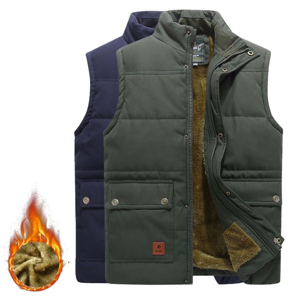 

autumn winter warm vest men casual slim sleeveless jacket cotton fleece liner thick waistcoat coats male clothing plus size 6xl, Black;white