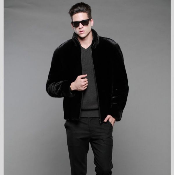 

fluffy 2020 mens faux fur coats with fur collar oversized leather jacket winter fluffy full black outerwear xl694