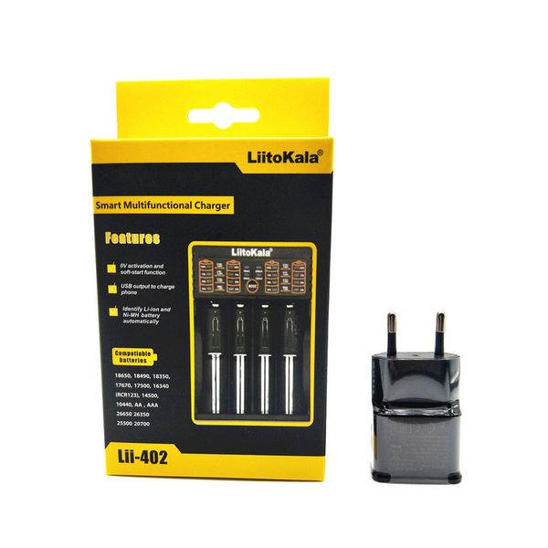 

liitokala lii-402 usb intelligent battery charger with power bank function for ni-mh lithium 18650 26650 18350 14500 +lii-u1