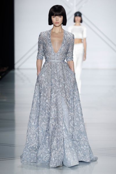 

evening dress yousef aljasmi kim kardashian lace long sleeve v-neck mermaid ls zuhair murad ziadnakad 0012, Black;pink