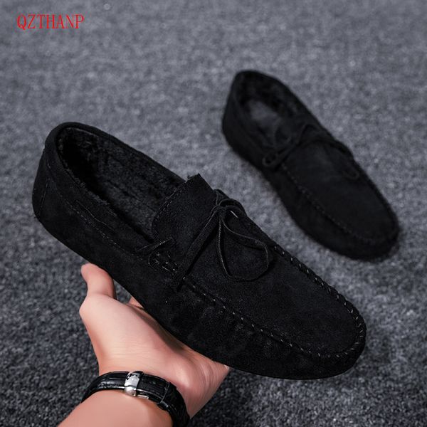

2019 fashion spring/summer man casual shoes flock men comfortable shoes men leather casual breathable flats, Black