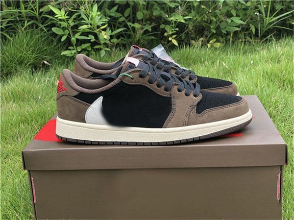 

новые 2019 release трэвис скотт air low 1 og sp cactus jack баскетбол обувь black dark mocha university red cq4277-001 открытый обувь box