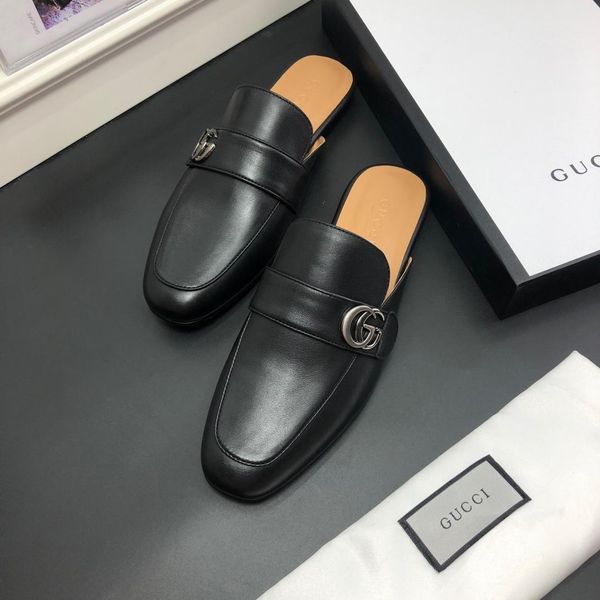 

new men's leather slippers gg slippers