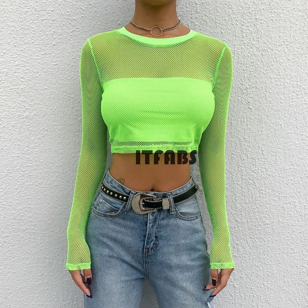 

women slim harajuku mesh net see through round neck long sleeve cupid print casual t shirt base women 2019 new, White