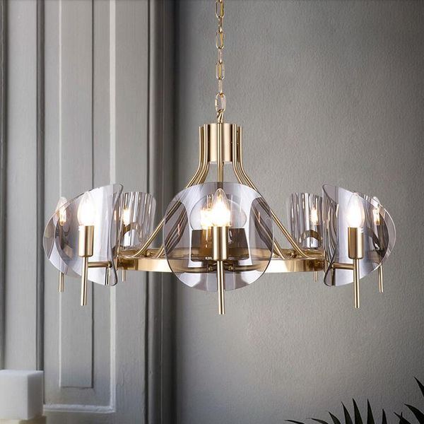 

post-modern light luxury chandeliers personality glass duplex villa dining room living room chandeliers 90-240v e14 up & down